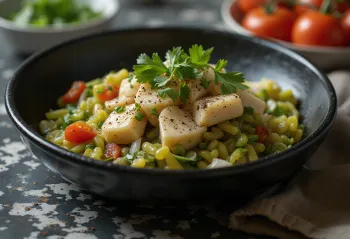 Callaloo so solenou rybou, ozdobené čerstvým koriandrom