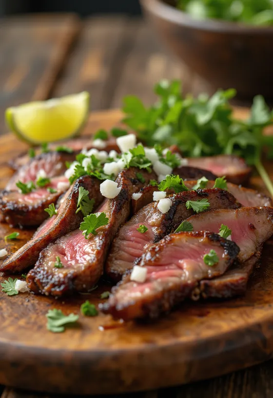 Carne asada podávaná s tortillou a šalátom