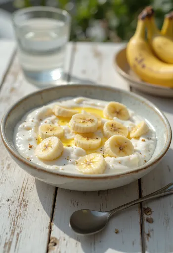 Banánová raita podávaná ako jogurtová a osviežujúca omáčka s banánmi a korením