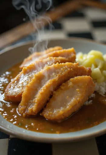 Katsu curry, chrumkavé vyprážané bravčové karé s karí omáčkou