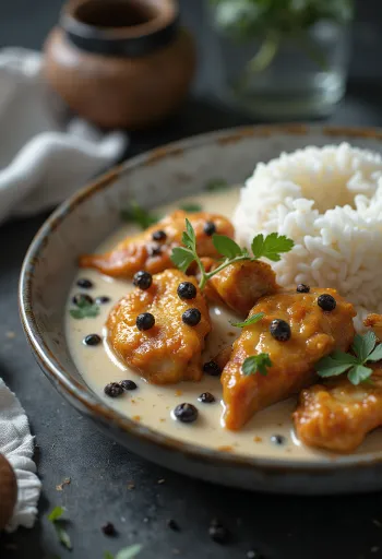 Kuracie Adobo s kokosom, v bohatom a krémovom kokosovom mlieku s korením