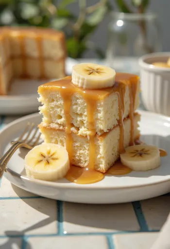 Banánovo-karamelová torta pripravená na servírovanie