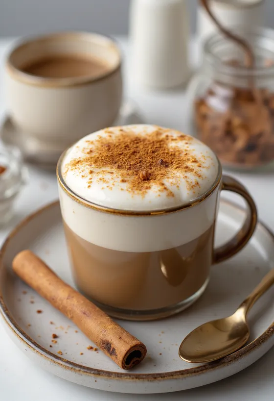 Korenené Chai Latte v keramickom hrnčeku