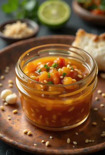 Servírovaná sezamová čili-limetková omáčka