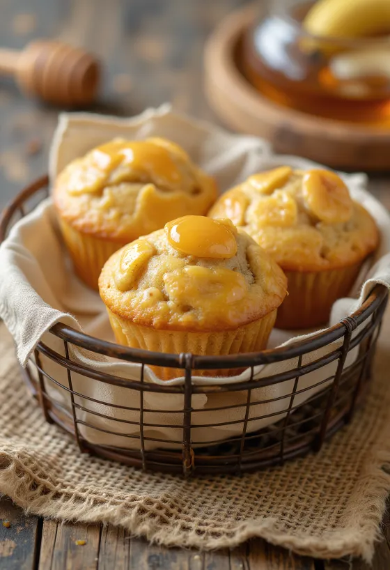 Banánovo-medové muffiny pripravené na servírovanie