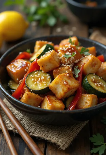 Cesnakové tofu z woku