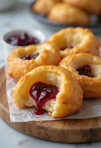 Fry bake s džemom, zlatohnedé pečivo