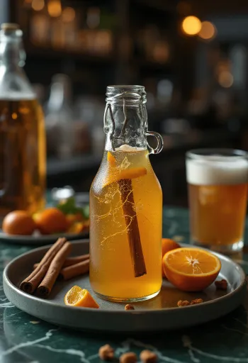 Fľaša domáceho cideru s pohárom