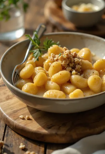 Servírované medovníkové gnocchi so smotanou