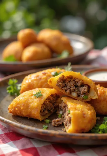 Carimañola s mletým hovädzím mäsom v chrumkavom ceste