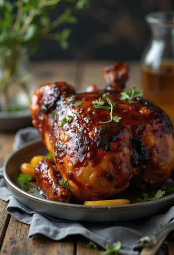 Údené BBQ kura s bourbon omáčkou servírované