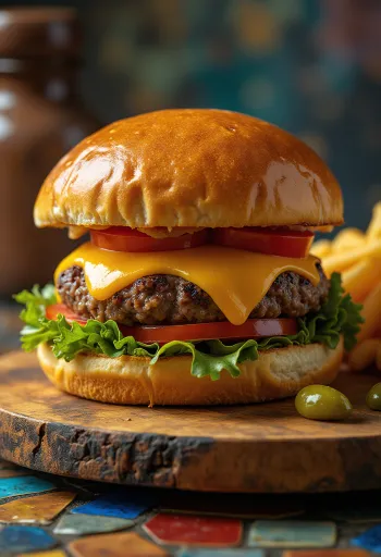 Angus hovädzí hamburger s čerstvými surovinami