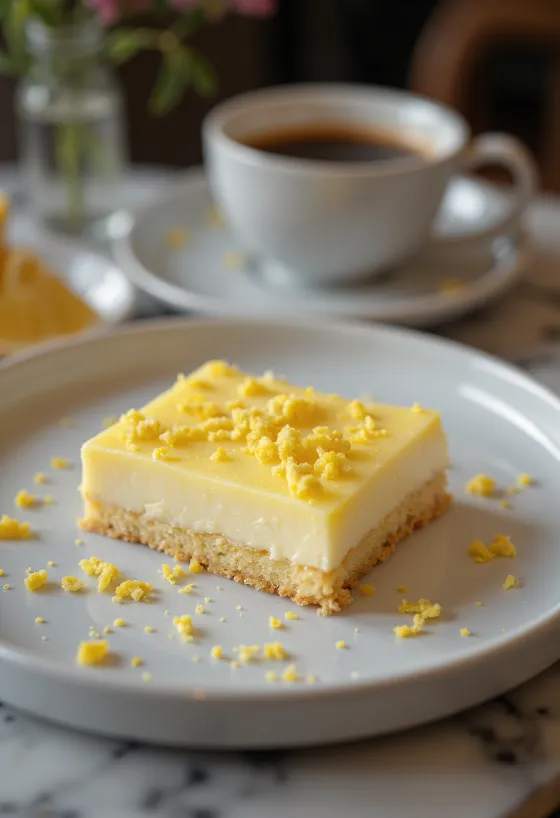 Citrónová tvarohová torta servírovaná na tanieri