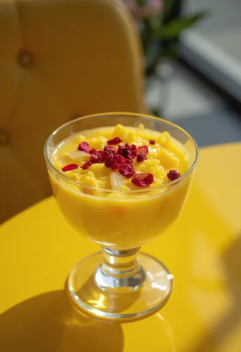 Zerde s ružovou vodou a šafranom, s mandľami a lupeňmi ruží