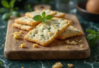 Knäckebröd s bylinkami, ozdobený čerstvou bazalkou