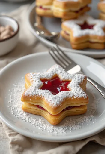 Medovo-vanilkové linecké kolieska posypané práškovým cukrom