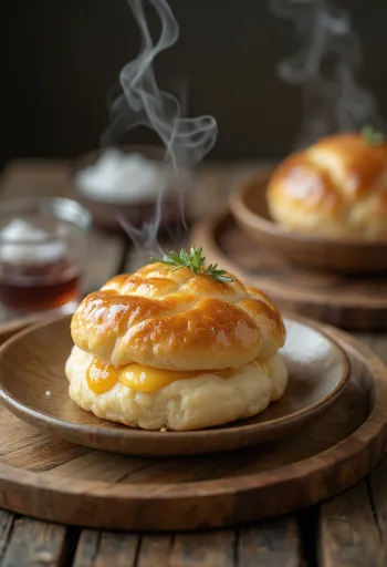 Tokajské bao bun s marcipánom naservírované