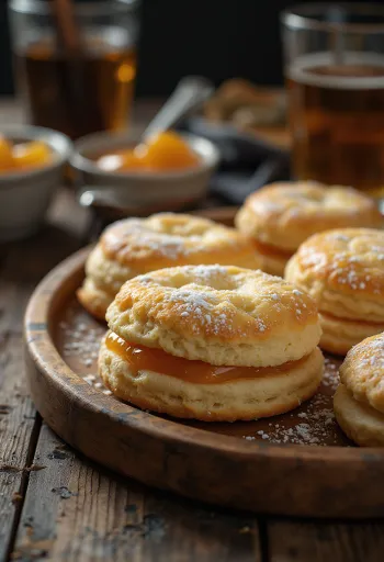 Tvarohové linecké koláčiky na podnose