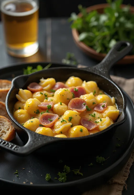 Údená šunka s vajíčkovými haluškami na tanieri