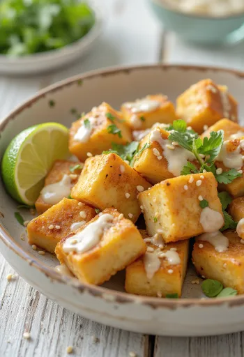 Korenené tofu s limetkou a tahini