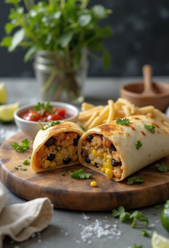 Kuracie burrito plnené čerstvou zeleninou, ryžou a syrom