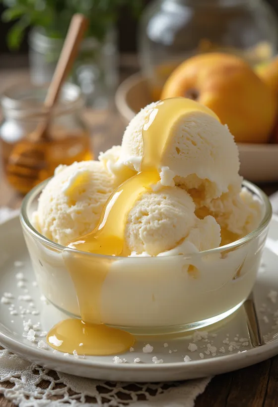 Naservírovaná vanilkovo-medová zmrzlina