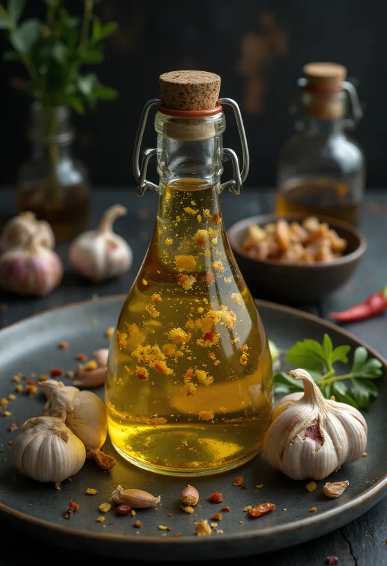 Pikantná cesnaková omáčka, servírovaná