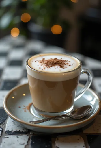 Káva s bohatou mliečnou penou v pohári