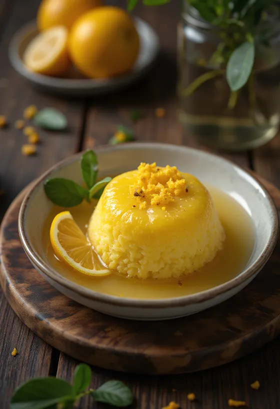 Revani s bergamotom, zlatohnedé rezy koláča podávané s citrusovým sirupom