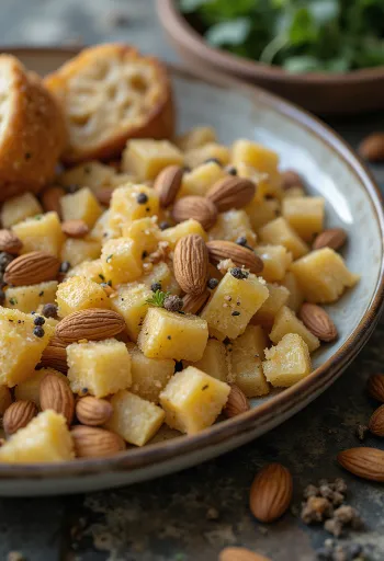 Balaleet s mandľami, podávané s čerstvou petržlenovou vňaťou