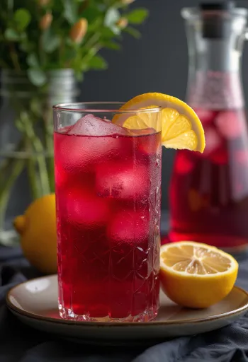 Ibišteková limonáda servírovaná v pohári
