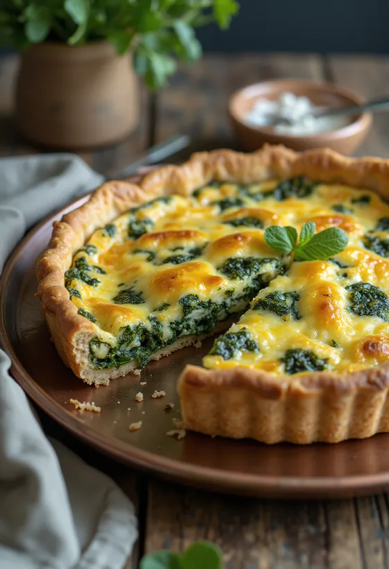 Plátky vegánskeho špenátového quiche