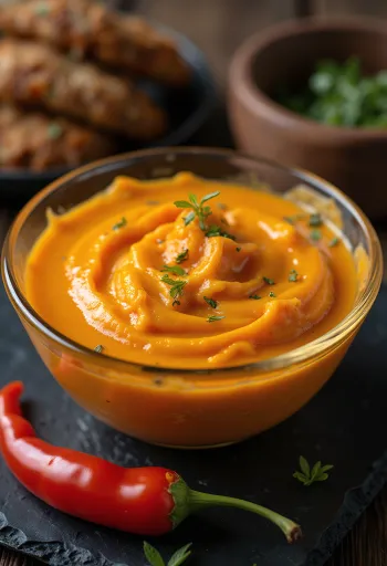 Krémová papriková omáčka servírovaná