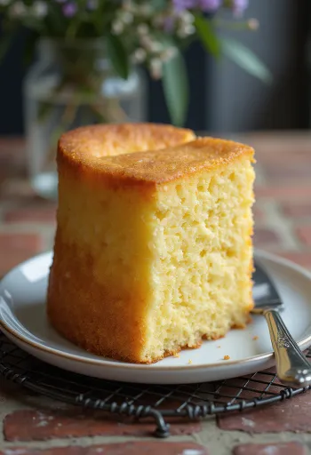 Vanilková piškótová torta pripravená na servírovanie