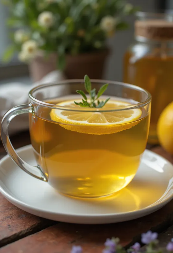 Čerstvo naservírovaný lipový čaj