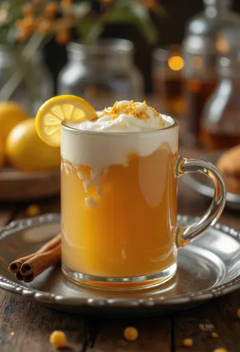 Lipový cider servírovaný v pohári