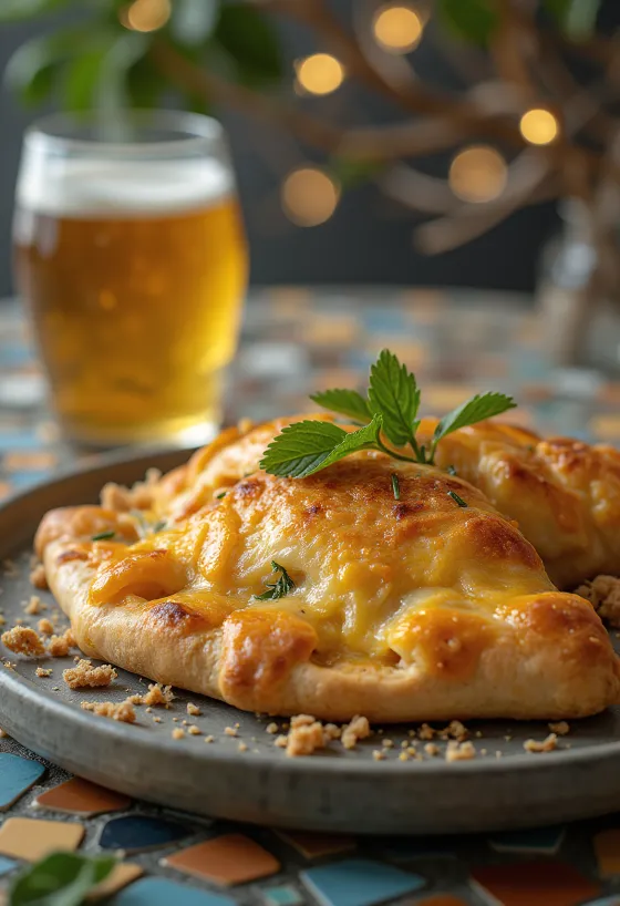 Čerstvo upečené Calzone s pomarančovým kuraťom