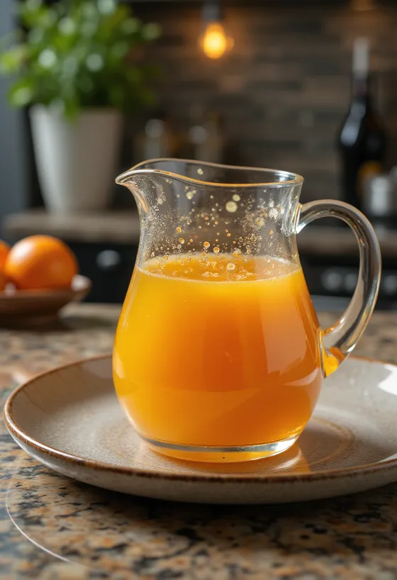 Rozmarínovo-pomarančová omáčka pripravená na podávanie