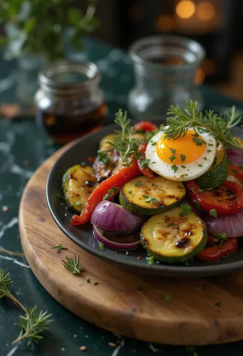Pečená zelenina s balzamikovým octom na tanieri