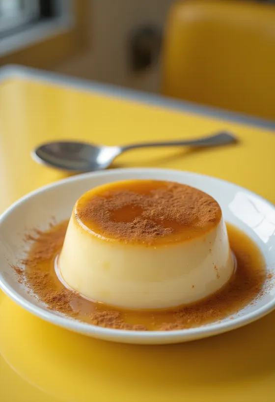 Škoricový flan naservírovaný na peknom tanieri
