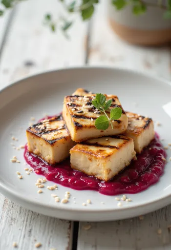 Grilované tofu s cviklovou omáčkou