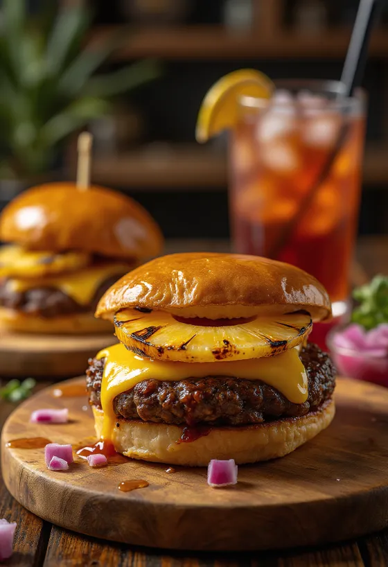 Hawaii burger servírovanie