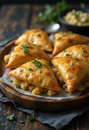 Kuracia samosa s horčicou servírovaná