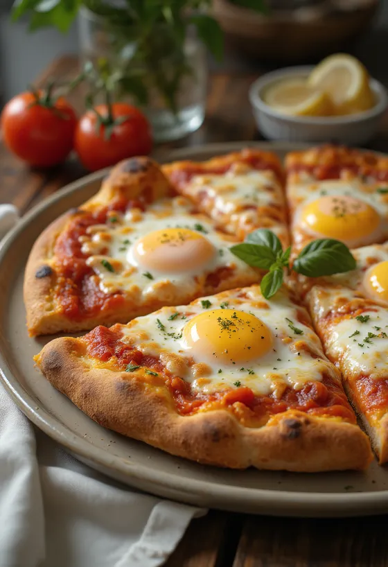 Pizza a Caballo s volským okom, hrubým cestom a mozzarellou