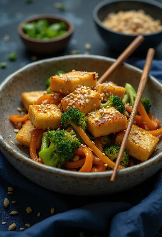 Miska s pečeným tofu a zeleninou