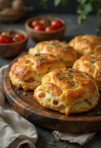 Paradajkovo-syrové pagáče servírované