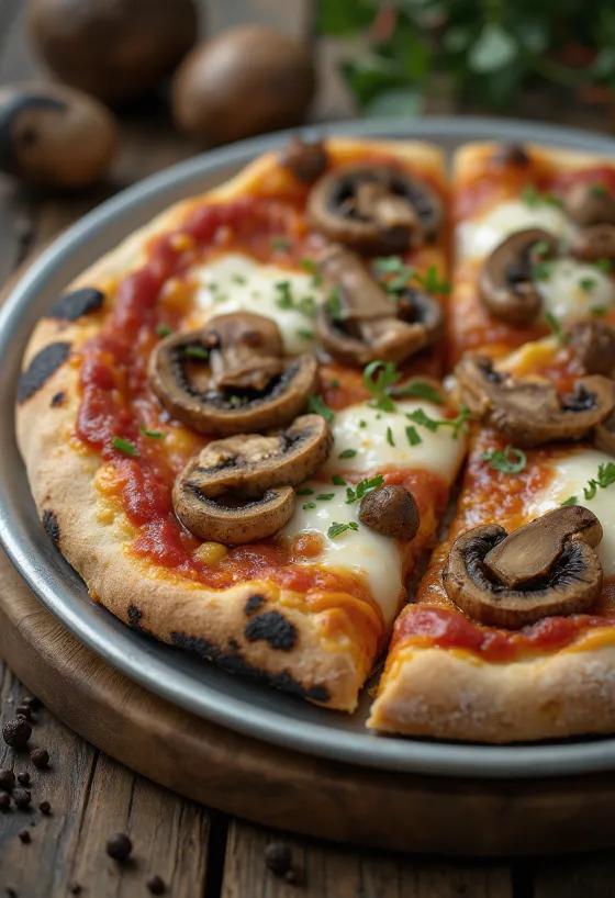 Pizza ai Funghi di Bosco s lesnými hubami a mozzarellou