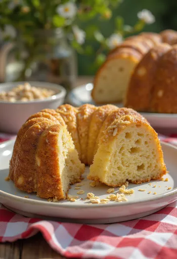 Ovsená bábovka pripravená na servírovanie