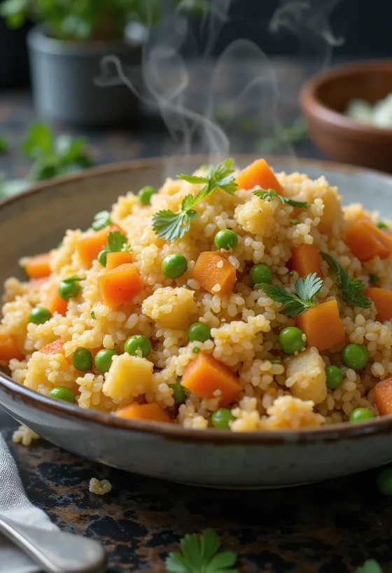 Bulgur so zeleninou, servírovaný