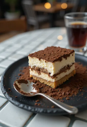 Tiramisu torta posypaná kakaom
